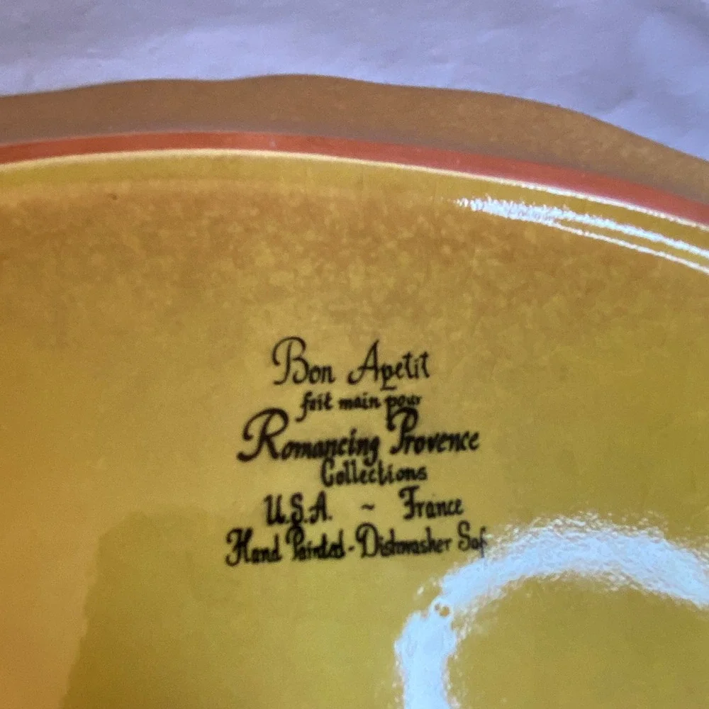 Bon Appetit‎ Romancing Provence Yellow Grape Leaf Oval Platter Hand Painted